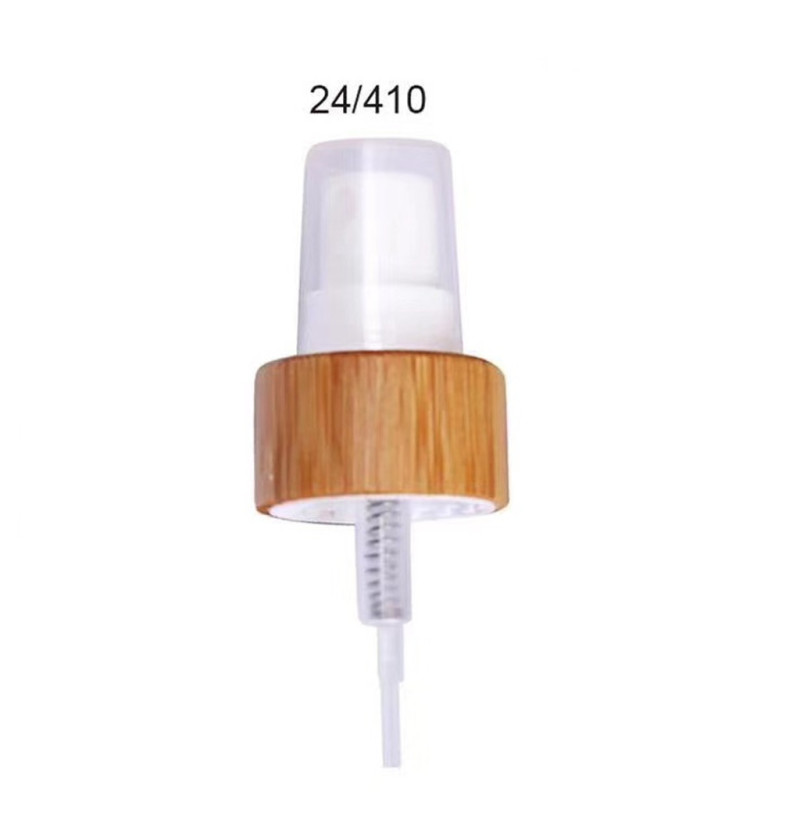 Stock 24/410 bamboo plastic dispenser lotion spray pump 