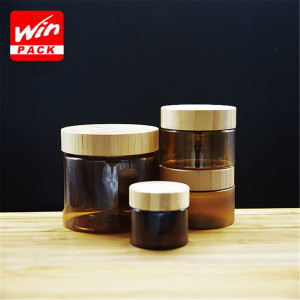 Elegant shape bamboo lid glass cream jar with cute decoration