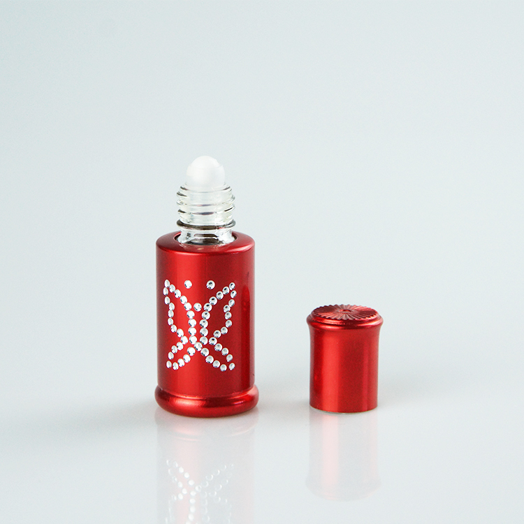 mini cute 3ml perfume oil roller on bottle buttfly aluminum packing bottle manufacturer middle east empty packing bottle 