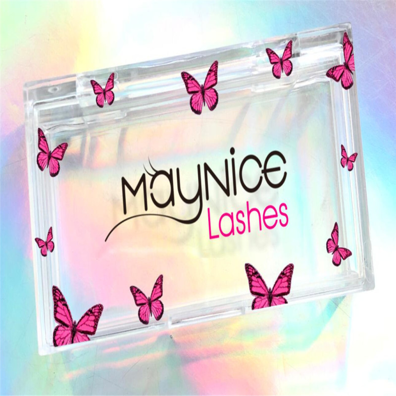 Acrylic Lashes box and 3D Mink Eyelashes Packaging boxes with Customized butterfly Logo
