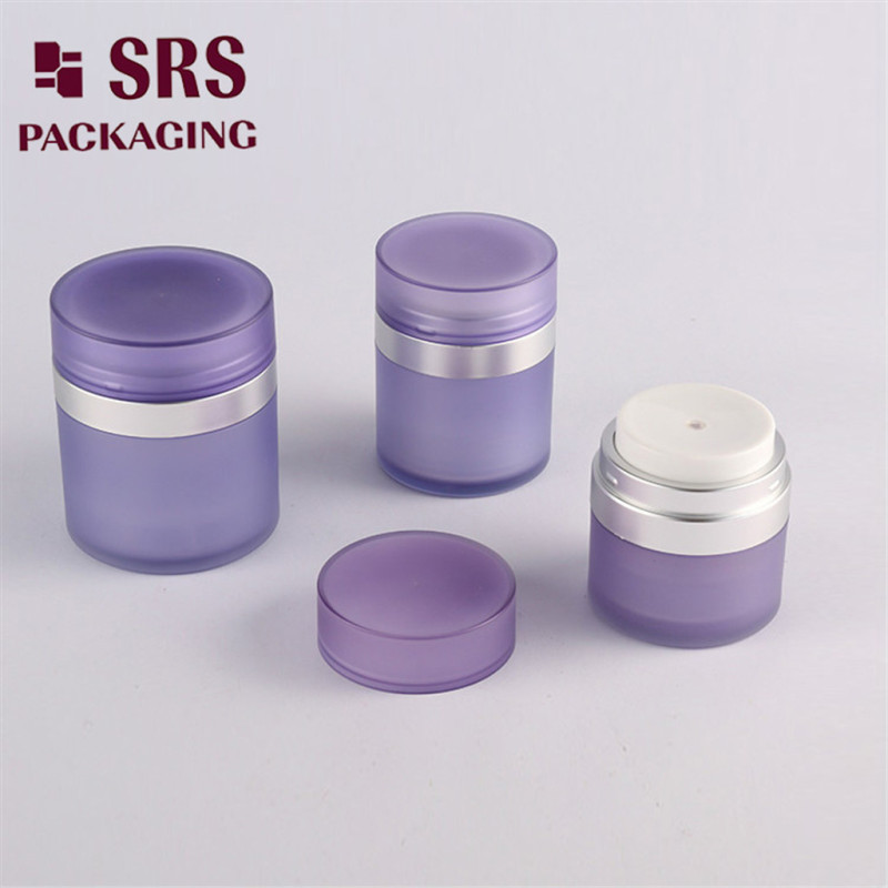 Cosmetic Plastic Face Cream 15ml 30ml 50ml White Round Shape  Serum Airless Pump Cosmetic Jars Acrylic