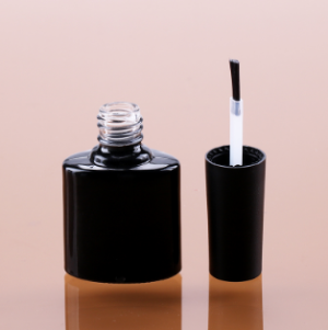 Black high quality 7ml glass uv polish container with brush