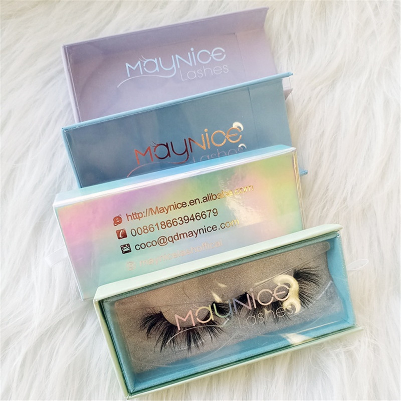 Private label 3d mink lashes box and Custom 25mm Eyelash package empty PVC packing box