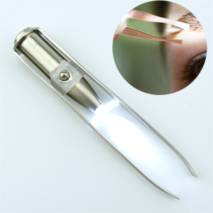 3.3 Inch Surgical Stainless Steel Precision Facial HairTweezers Pointed Eyebrow Tweezers With Led Light