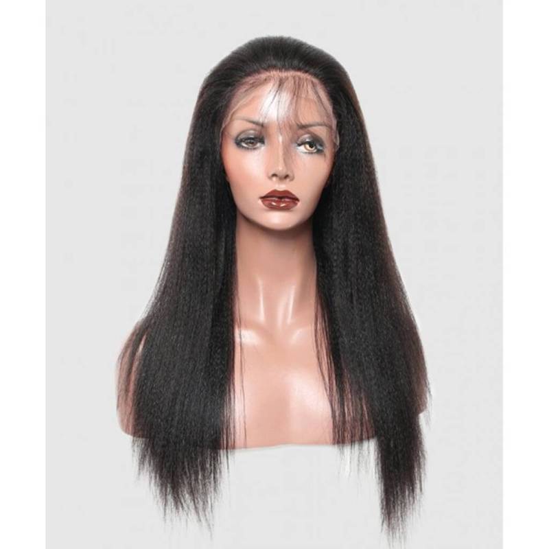 Pre-Made Scalp Glueless 13x6 Lace Front Wig Thick Enough Light Italian Yaki Straight 130%-180% Density Wig Natural Hairline