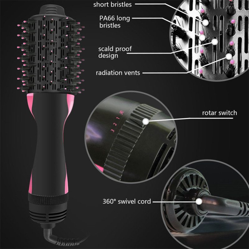 2020 New Professional Hot Air Brush with Straightening One Step Hair Dryer Brush