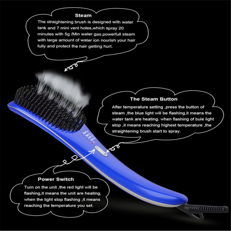 100-240V steam women barber hair straightener professional hair care magic salon hair steam straightener brush