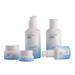 Environmental friendly cosmetics skincare opal glass bottle and jar packaging