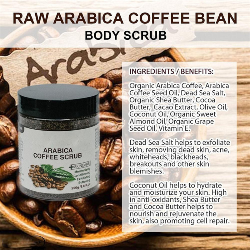 Plan grow100% natural organic moisturizing skin care face exfoliator charcoal coffee body scrub 