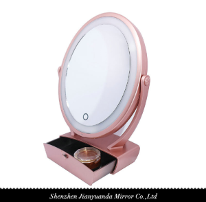Dual-sided LED Vanity Mirror with organizer and 1X/10X magnification
