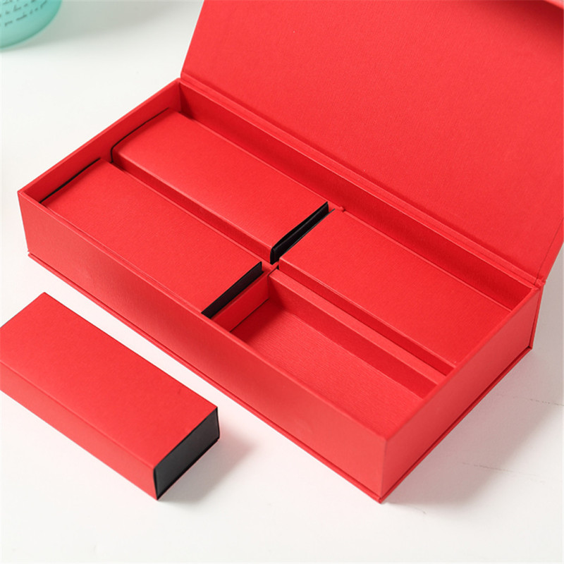 China Wholesale Custom art paper four color lipstick paper cardboard storage packing box with lid closed by magnetic with drawer 