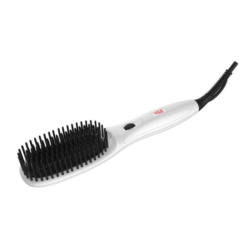 2 in 1 ptc heating ionic brush hair straightener