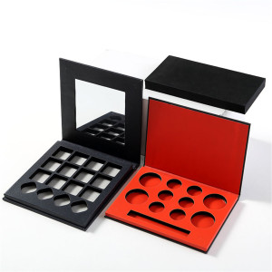 Custom Luxury Magnetic Makeup Single Empty Custom Cosmetic Palette Eyeshadow Cardboard Box With Mirror 