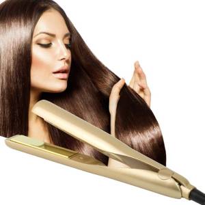 Gold 2-in-1 Hair Flat Iron Straighter Curling Iron