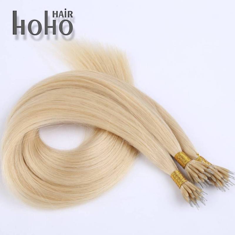 wholesale natrual silky cuticle aligned Super double drawn nano ring human virgin hair extensions