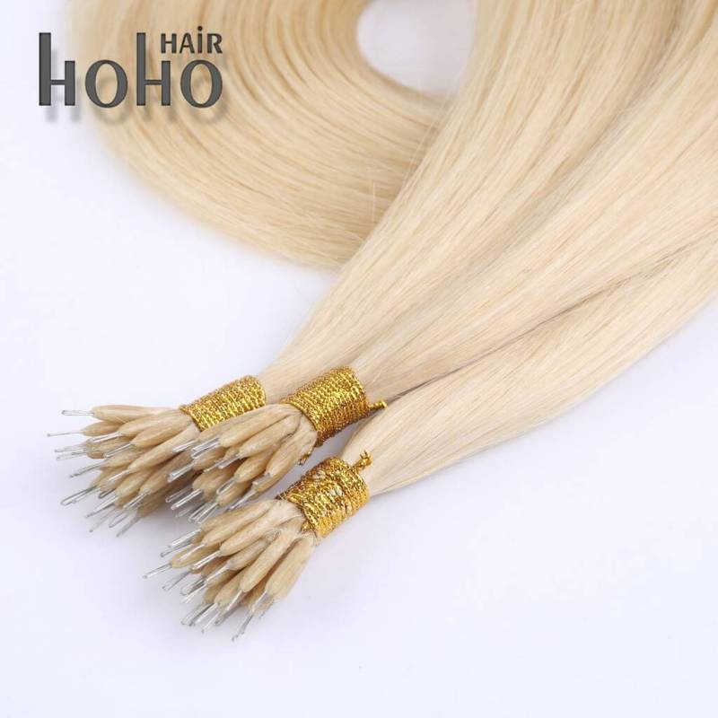 wholesale natrual silky cuticle aligned Super double drawn nano ring human virgin hair extensions