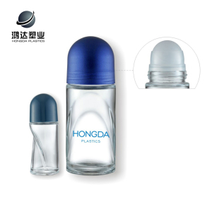 Hot selling hyaline 50ml perfume deodorant clear glass roller ball bottles 