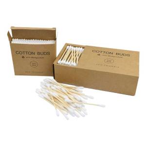 Custom private label organic eco friendly cotton bamboo stick ear cotton buds
