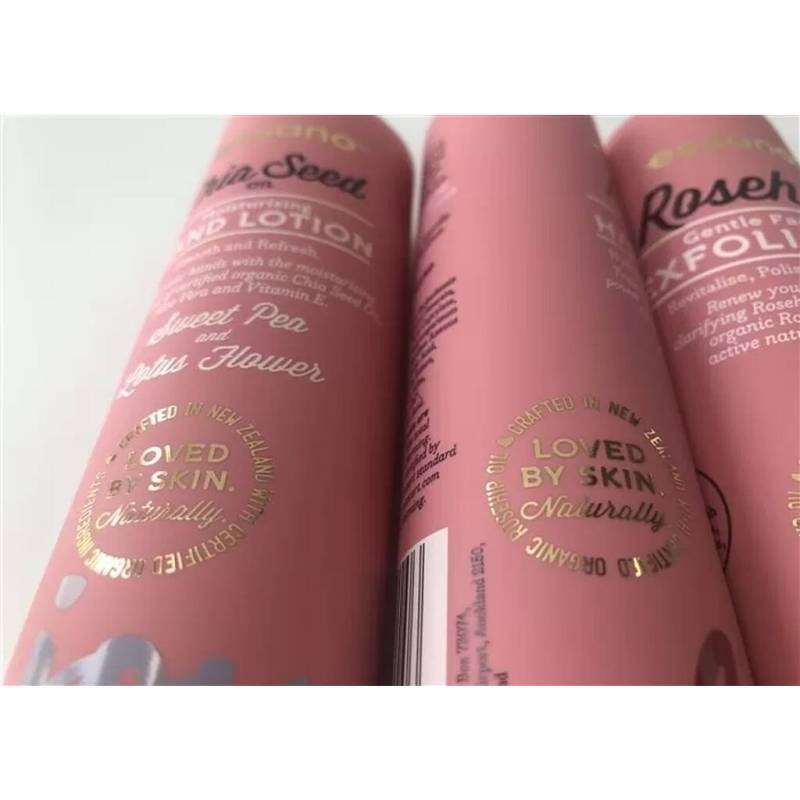 Pink Color Hand Crean Tube Packaging Hot Stamping Gold Black Flip Top Cap