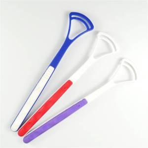Hot sell personal oral care FDA approve plastic tongue cleaner scraper brush with logo