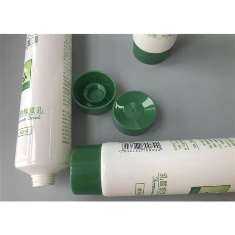 Dia35mm White Plastic Cosmetic Tubes 4c Offset Print With Green Screw Cap 80ml