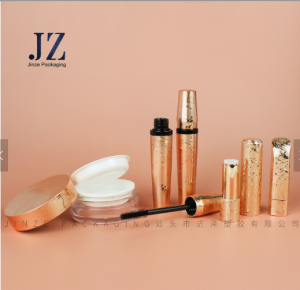 jinze Irregular meshwork metallize lipstick tube mascara container loose powder case set 
