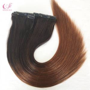 Thick Ends Balayage Seamless Clips In Human Hair Extension 