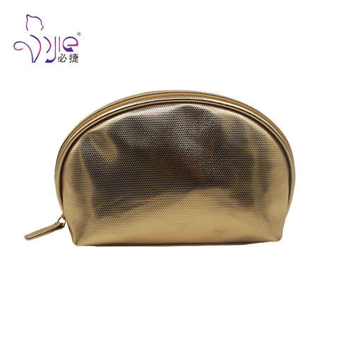Metallic gold color PU makeup pouch