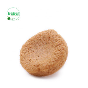 Supply turmeric yellow round shape oven-drying konjac sponge which balance PH of our skin
