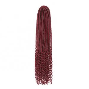 24Strands/Pack Soft Synthetic Braid Hair Extensions Straight Faux locs with Curly Ends Crochet Dreadlocks Hair Goddess Faux Locs 