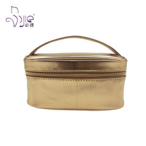 Metallic gold color PU makeup pouch