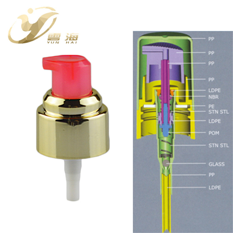 Red gold 20/410 aluminum lotion pump for bottle use