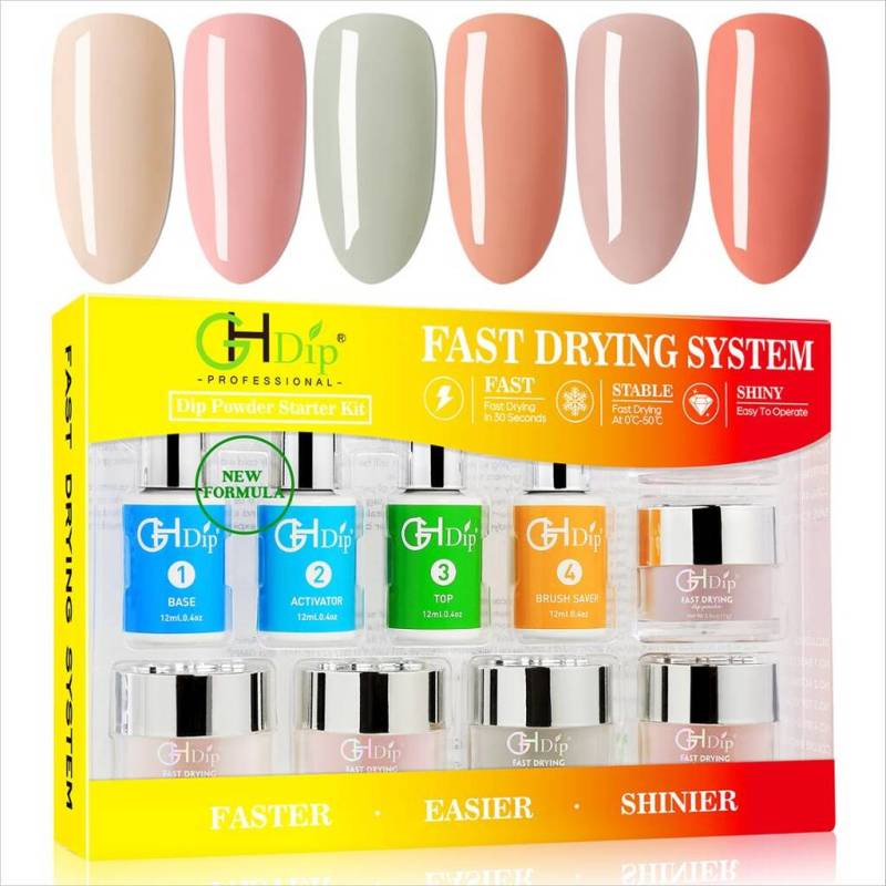 (NEW Fomula) 30seconds Fast Drying Dipping Powder Nails Kit G643 Nude Color Starter Set 