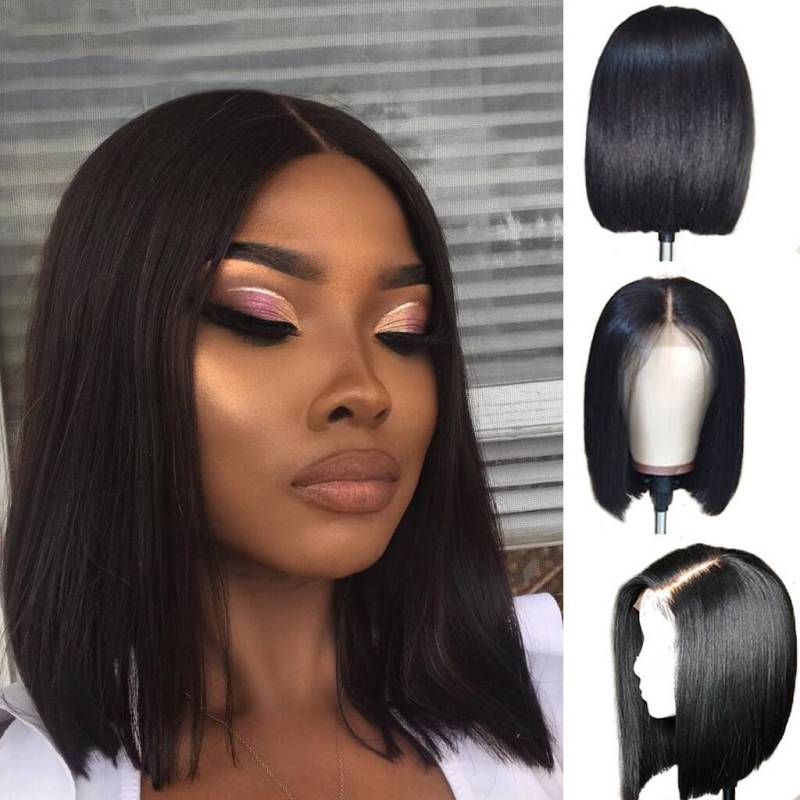 Vast 10-24 inches 13x4/13x6 Brazilian Short BoB HD Lace Wig Straight Remy Wigs Human Hair Full Lace Front Wigs for Black Women 