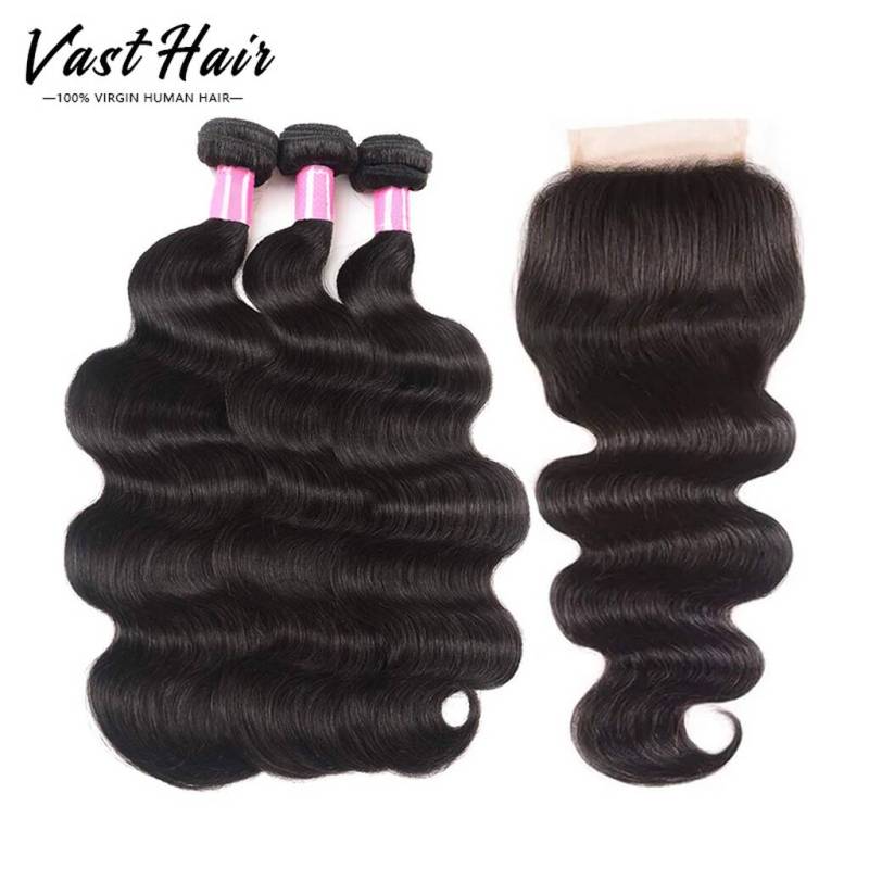 Vast Wholesale Fast Shipping Brazilian Hair Human Hair Bundles Cuticle Aligned Body Wave Hair Bundles With Closure 