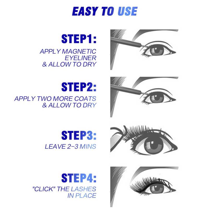 New Arrival 4 pairs/box Magnetic Eyelash With Magnetic Eyeliner Lash