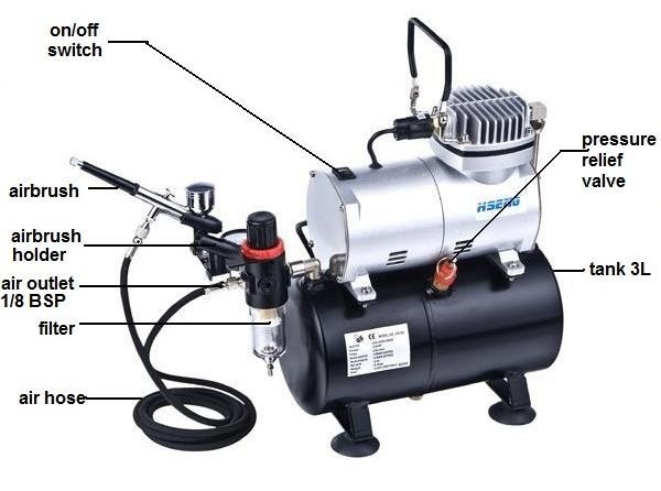 AS186K industry Airbrush compressor kit 