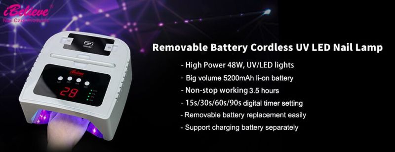 iBelieve 48W Battery removable Cordless LED UV Lamp 