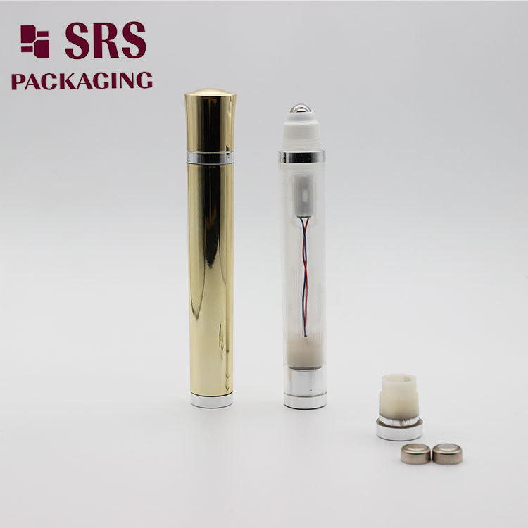 SRS new 10ml plastic roll-on bottle gold vibrating rollon bottle  eye cream 10ml plastic roll on bottle wholesale