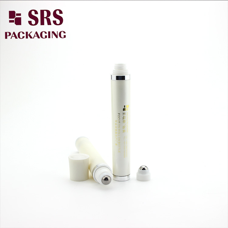SRS luxury new design 10ml pearl white viberating roll on bottle for eye gel container