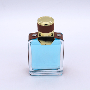 wholesale high quality luxury empty 100ml cosmetic glass perfume bottle with leather