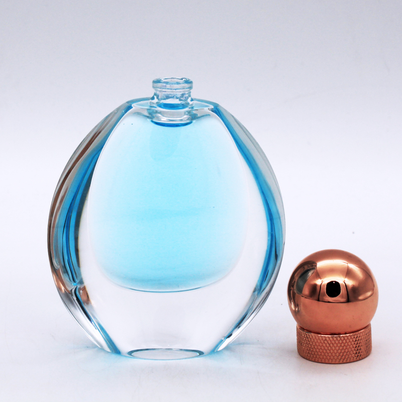 wholesale high quality 50ml empty transparent cosmetic perfume glass bottle with zinc cap