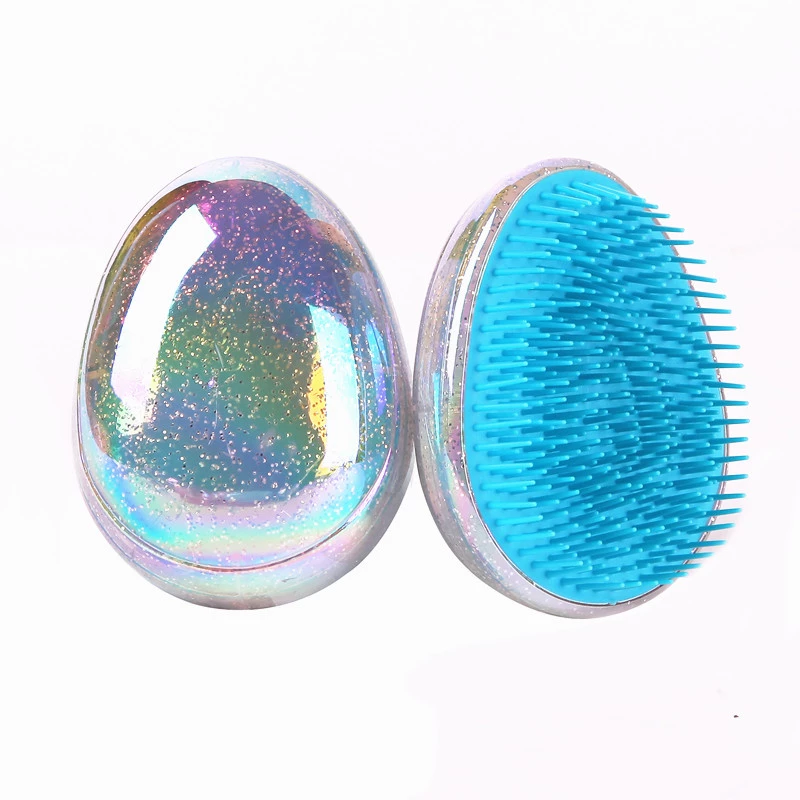 2020 Anti Static Salon Egg Shape Glitter BlingBling Massage Hairbrush Tangle Hair Brush Styling Tools