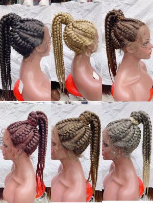 Hot sale Japanese Kanekalon fiber braided wig for black women