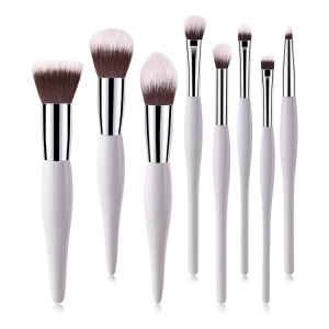Professional High-quality 8pcs White Wooden Handle Beauty Tools Cosmetic Makeup Brush Set Private Label Pincel Maquiagem