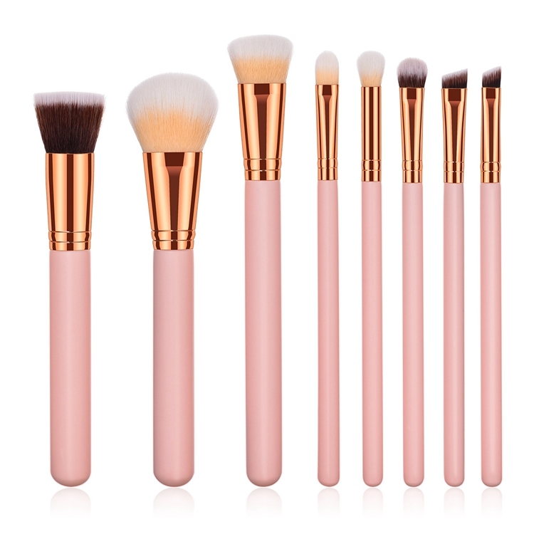 Private Label Pink Makeup Brushes 8pcs Nylon Fiber Hair Beauty Needs Cosmetic Brush Sets Makeup Brochas De Maquillaje/maquillaje