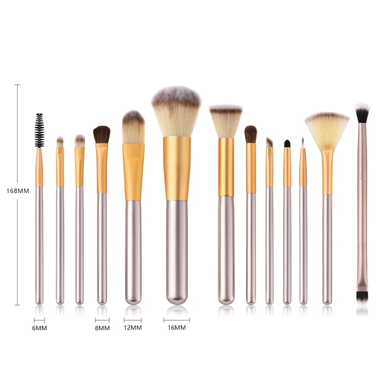 13pcs Combination Professional Eye Make-up Brush Champagne Gold Custom Logo Makeup Brush Set For Beauty Needs/eye make-up
