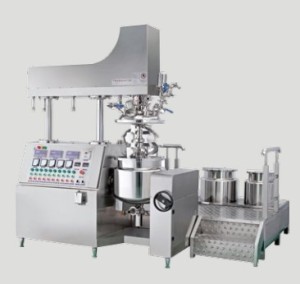 Hydraulic double column lifting vacuum emulsifying machine high shear homogenizer mixer vacuum emulsification equipment 