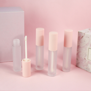 Stock goods empty round custom pink lip gloss tube packaging container