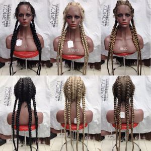Hot sale Japanese fiber braided lace wig for black women synthetic hair braided wigs top quality L085